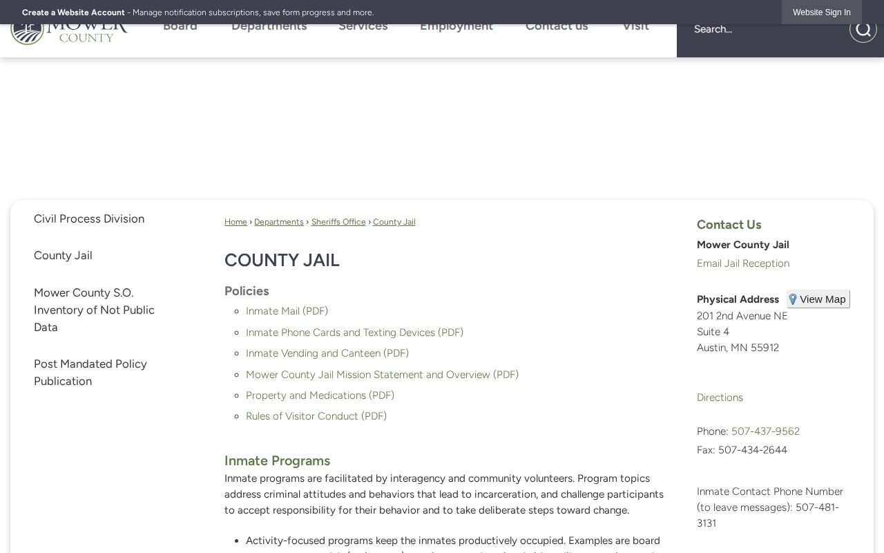 Mower County Jail official booking records source