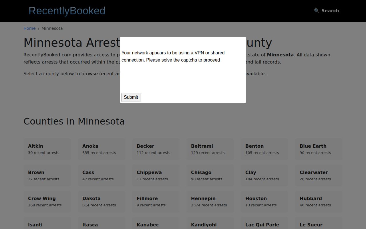 Mower County unofficial Minnesota booking index availability check